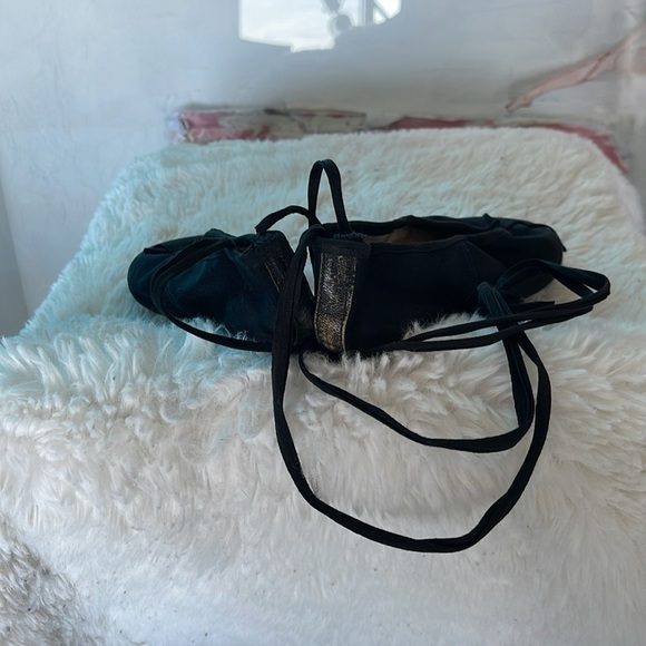 Vintage block toe shoes black cotton with black leather in the front vintage - Picture 4 of 7